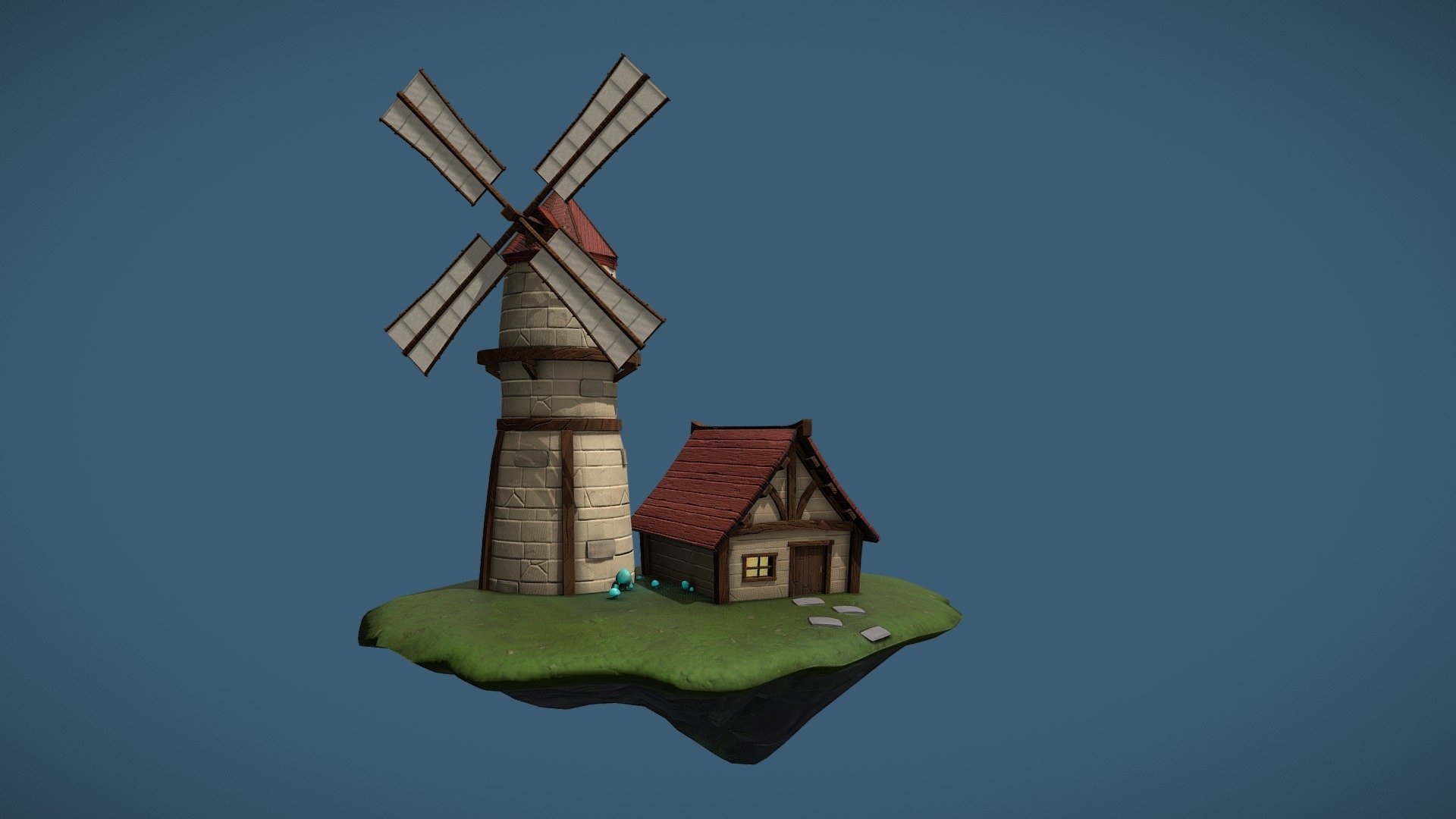 Windmill for 3D modelling Uni project. [edit: was all quads but sketchfab's changed them to triangles for some reason.] - Fantasy Windmill - 3D model by matt (@matthewshannon) 3d model