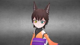 Lowpory Fox fox, kimono, toonshader, character, low-poly, blender3d