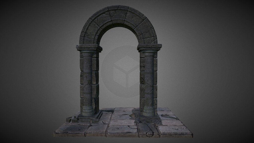 This is a low-poly model of stone arch 3d model