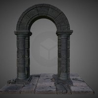 Stone Arch Portal objects, column, arch, cracked, low-poly, game, stone