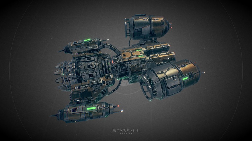 In-game model of a medium spaceship belonging to the Deprived faction.
Learn more about the game at http://starfalltactics.com/ - Starfall Tactics — Solomon Deprived battleship - 3D model by Snowforged Entertainment (@snowforged) 3d model
