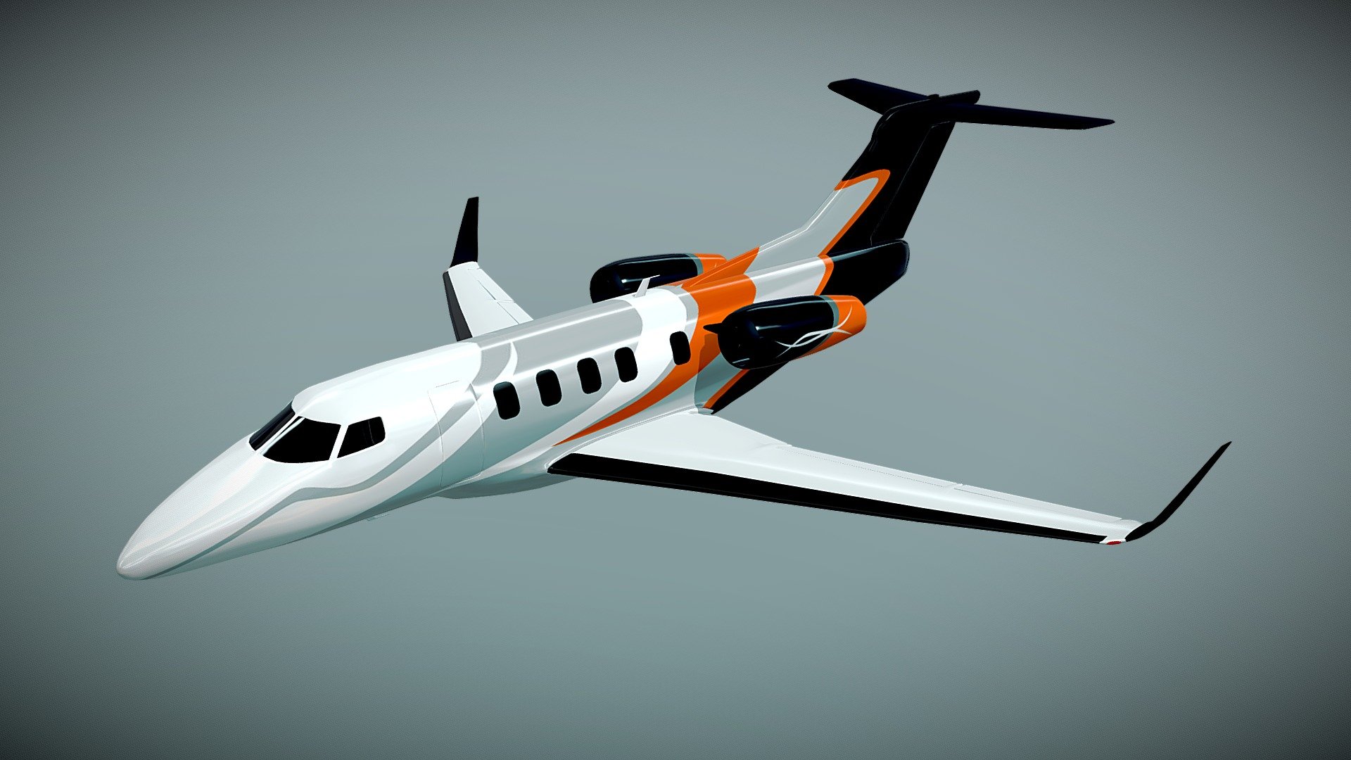 3d model of Embraer Phenom 300 business jet.Model was created with blender3d 2.71 version.Images were created with blender internal render,settings included with blender file.There are 2 textures one for fuselage 2050x2050px png file with stripes and with windows.Second texture is for engine 1024x1024px png file.Textures were created with inkscape vector editor similar to real scale model with some variations in shape.There are no interior objects and no landing gears for this product.Elevators are detached,but not rigged.Enjoy my product.

3ds file verts: 76900 polys: 26300

obj file verts: 14224 polys: 26300

Checked with GLC player - Embraer Phenom 300 private jet - Buy Royalty Free 3D model by koleos3d 3d model