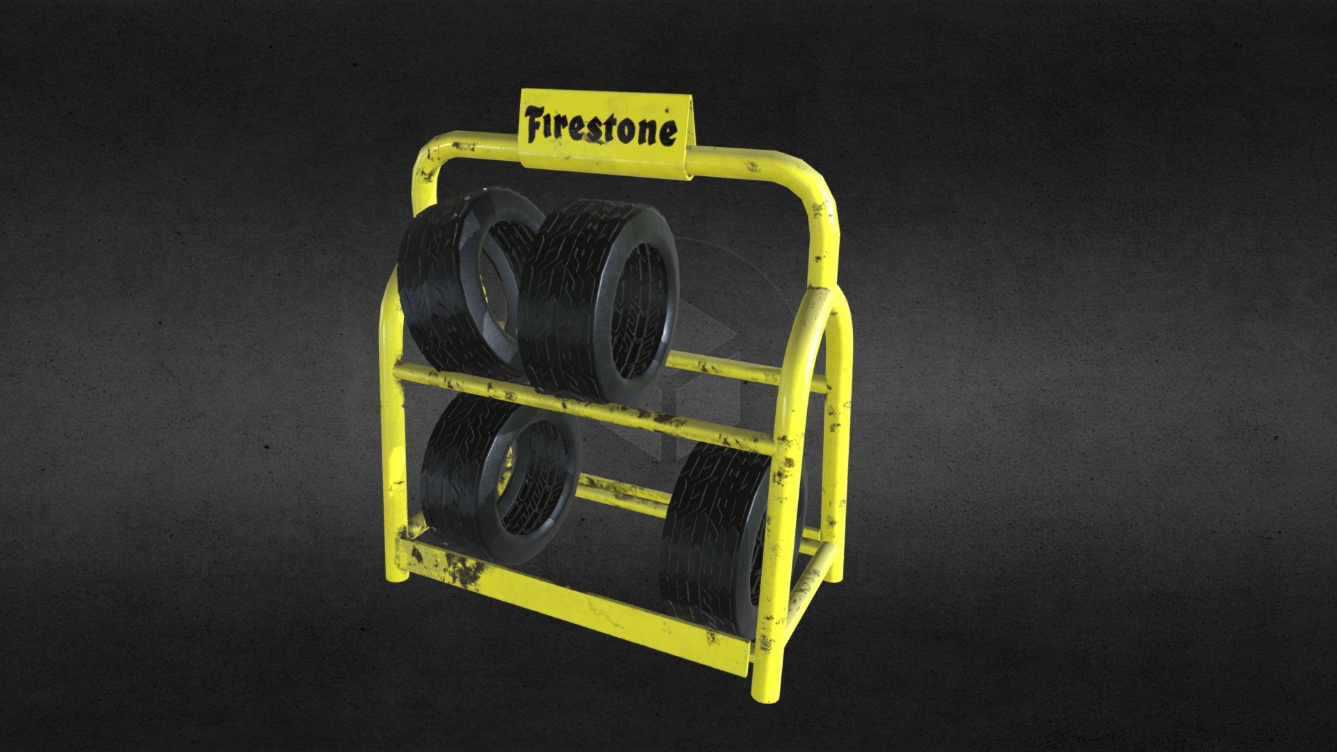 First uni environment project - Retro Tyre and Rack - 3D model by jamiecritch23 3d model