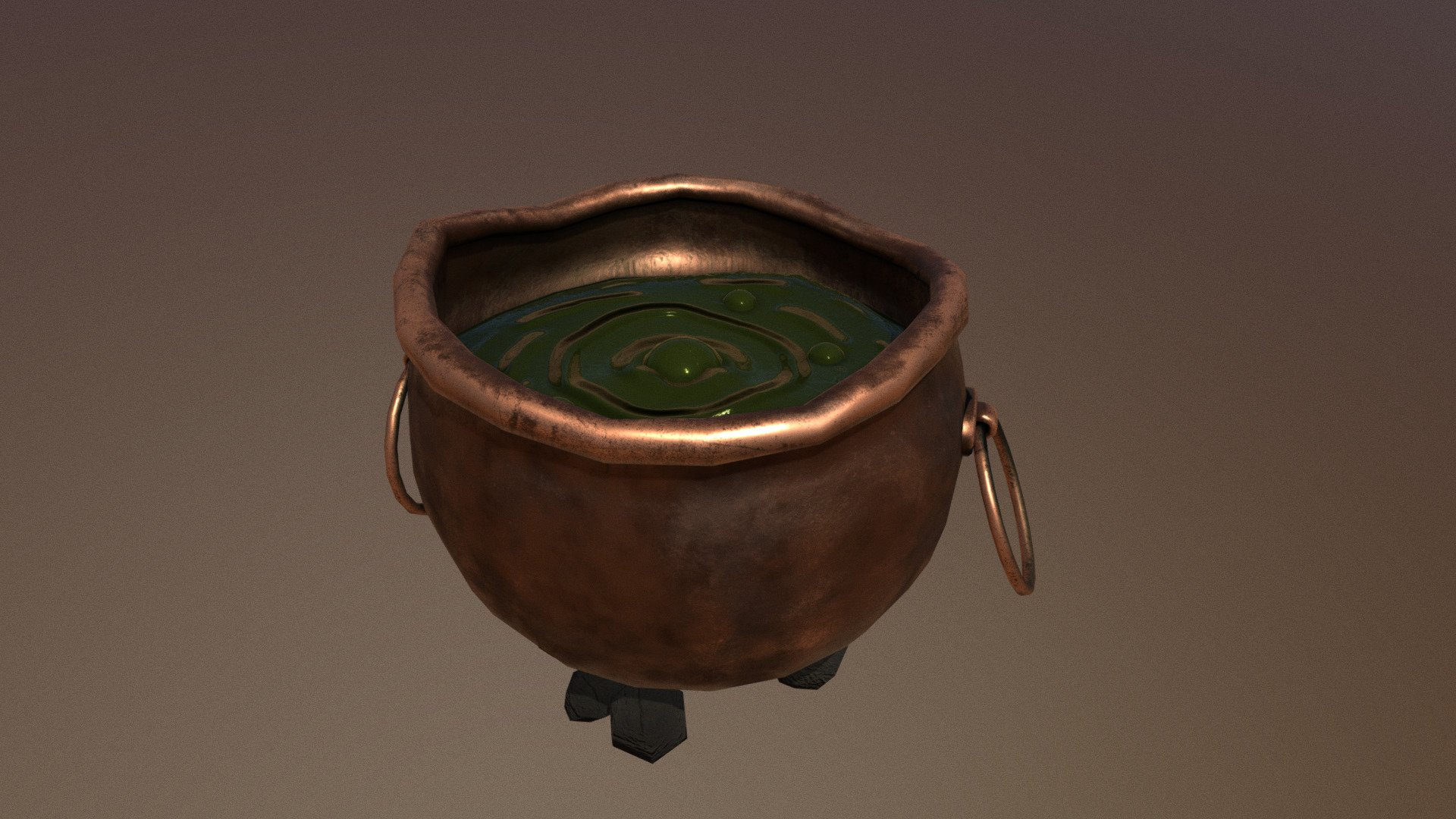 Hot potion pot - lowpoly model of cauldron. free for download. Contains UV maps of color, roughness and normal 3d model