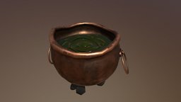 Hot pot pot, props, old, potion, game, lowpoly