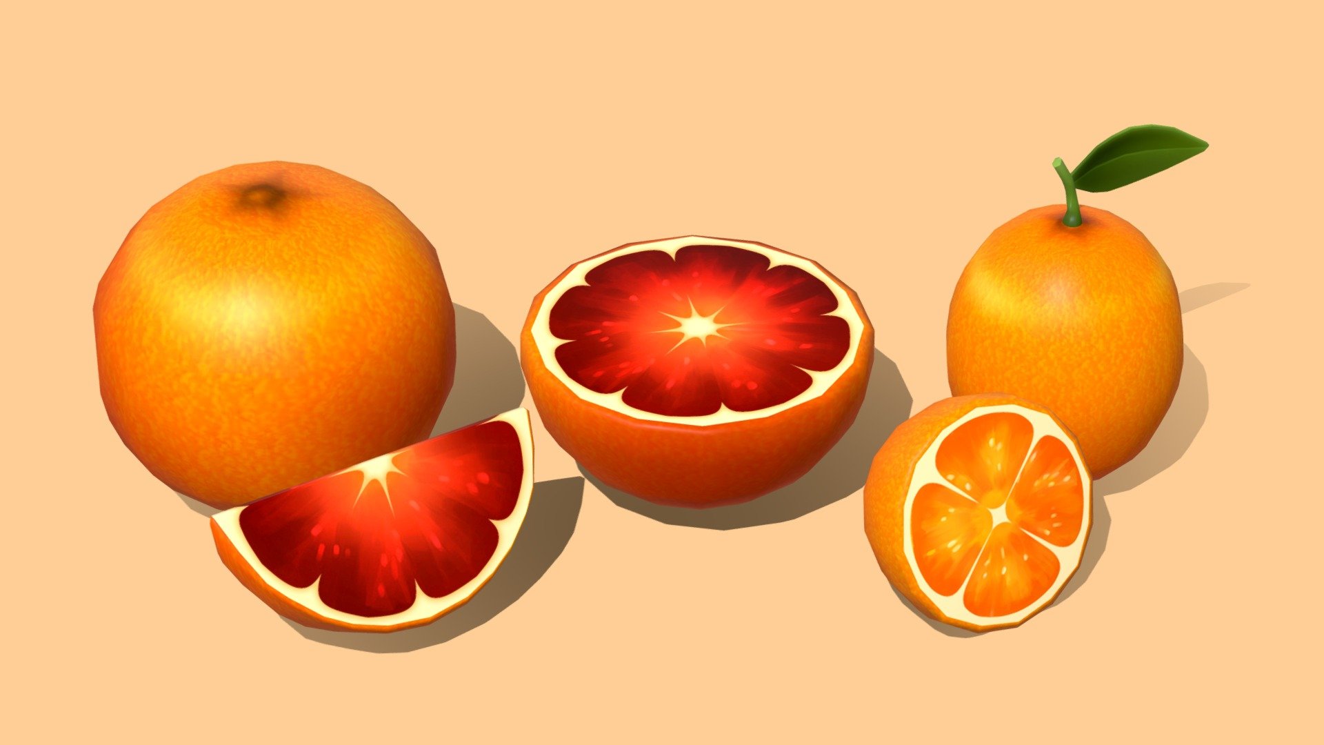 Beautiful and festive citrus fruit!




Includes whole, half and quarter blood orange, whole and halved kumquat

1024x1024 diffuse texture map - can be lit or unlit, perfect for mobile!

Low-poly models and handpainted in Photoshop
 - Citrus Fruit - Buy Royalty Free 3D model by Megan Alcock (@citystreetlight) 3d model