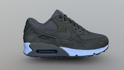 Nike Olive Green Right (Mirrored) shoe, nike, reality-capture, substance-painter, zbrush