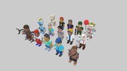 Unique Character Club Voxel mini, heroes, isometric, profile, pennywise, character-model, cartooncharacter, voxel-3d, avatars, unique-model, character, cartoon, 3d, human, voxelart, magicavoxel, people-models