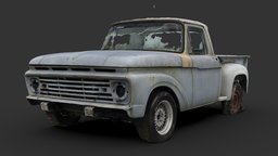 Abandoned Project Truck (Raw Scan) truck, ruin, abandoned, primer, 4x4, wreck, pickup, old, lorry, 1960s, restoration, vehicle, car, noai