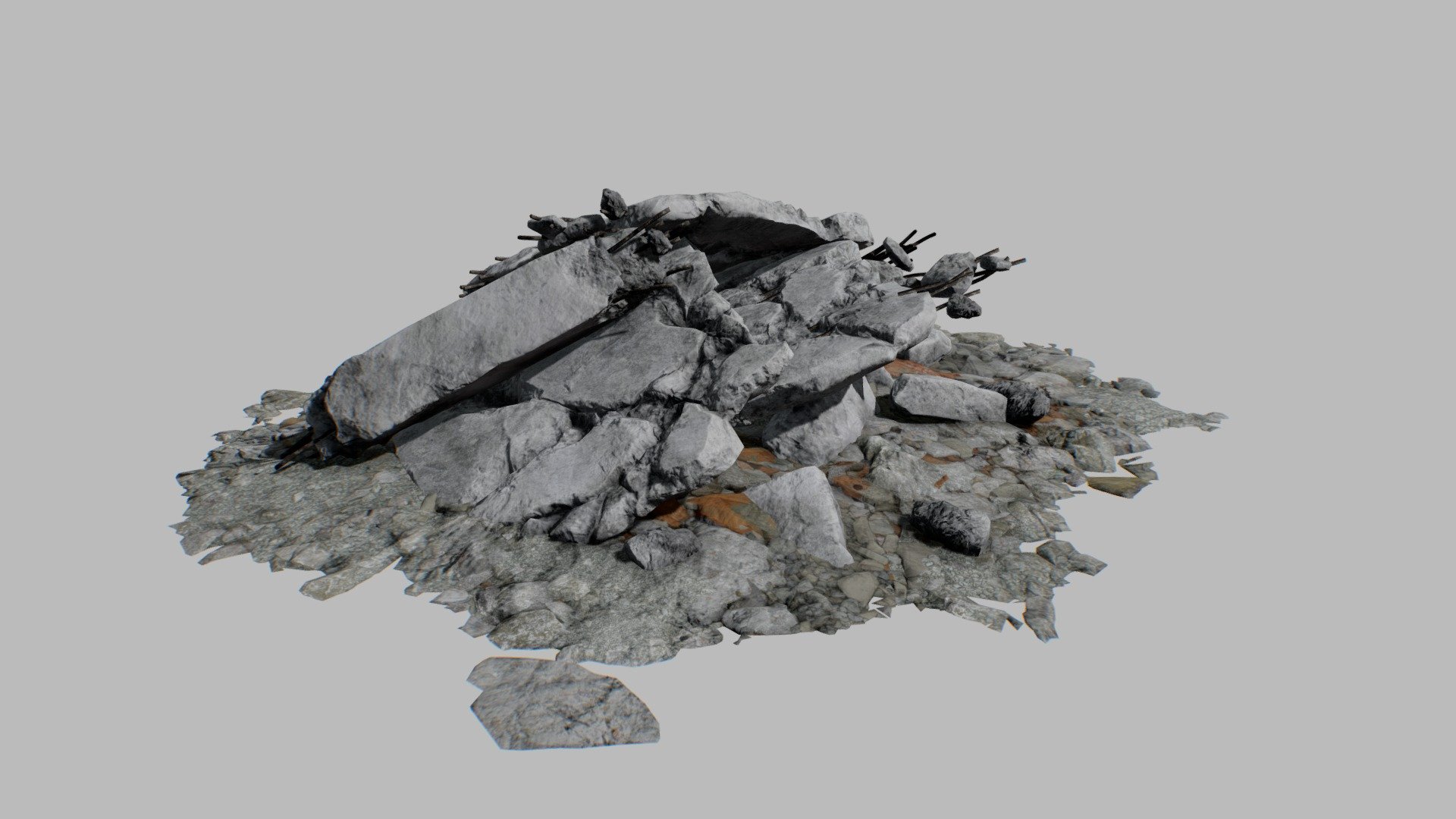 High quality 3D model of the Ruin Debris Rubble 04 for games / apps / VR / AR with PBR 4K textures

Clean topology based on quads and tris. This model is completely UVunwrapped. 4K textures for each elements

Textures
-Includes 4K PBR textures

Total:
-Polygons: 54616
-Vertices: 28562

Additional Notes
-If you have any problem or question about this model please content me and I will be response as soon as possible . and leave thumb up if you like the model also give a postive rate if you bought this model and you like it.
-Please make sure to check out my other Models, you may find something prefect for your project. Thanks :) - Ruin Debris Rubble 04 - 3D model by Cheboksary 3d model