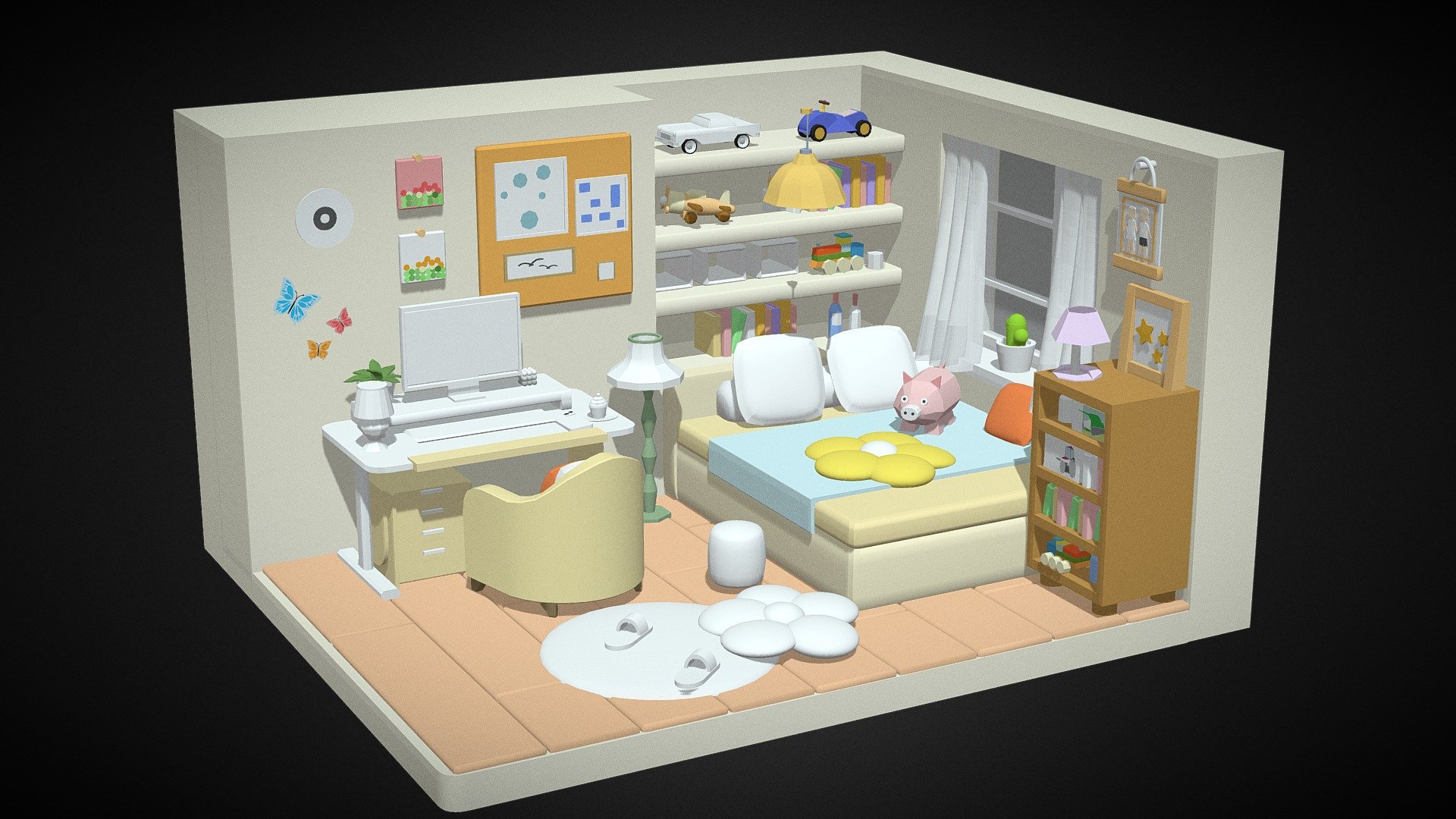 🥰A web-based online 3D modeling platform that creates all the materials here.

😻Love to create both elemental and inspirational models for 3d games！

😏Want more? Please visit 3d.xyz👈💗where you can not only export but also model for free! - Cartoon Bedroom - Download Free 3D model by 3d.xyz (@webuild) 3d model