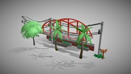 Anime Props City Lowpoly v1 trees, flower, mirror, stylised, props, manga, mobilegames, androidgames, coconuttree, anime, bridge