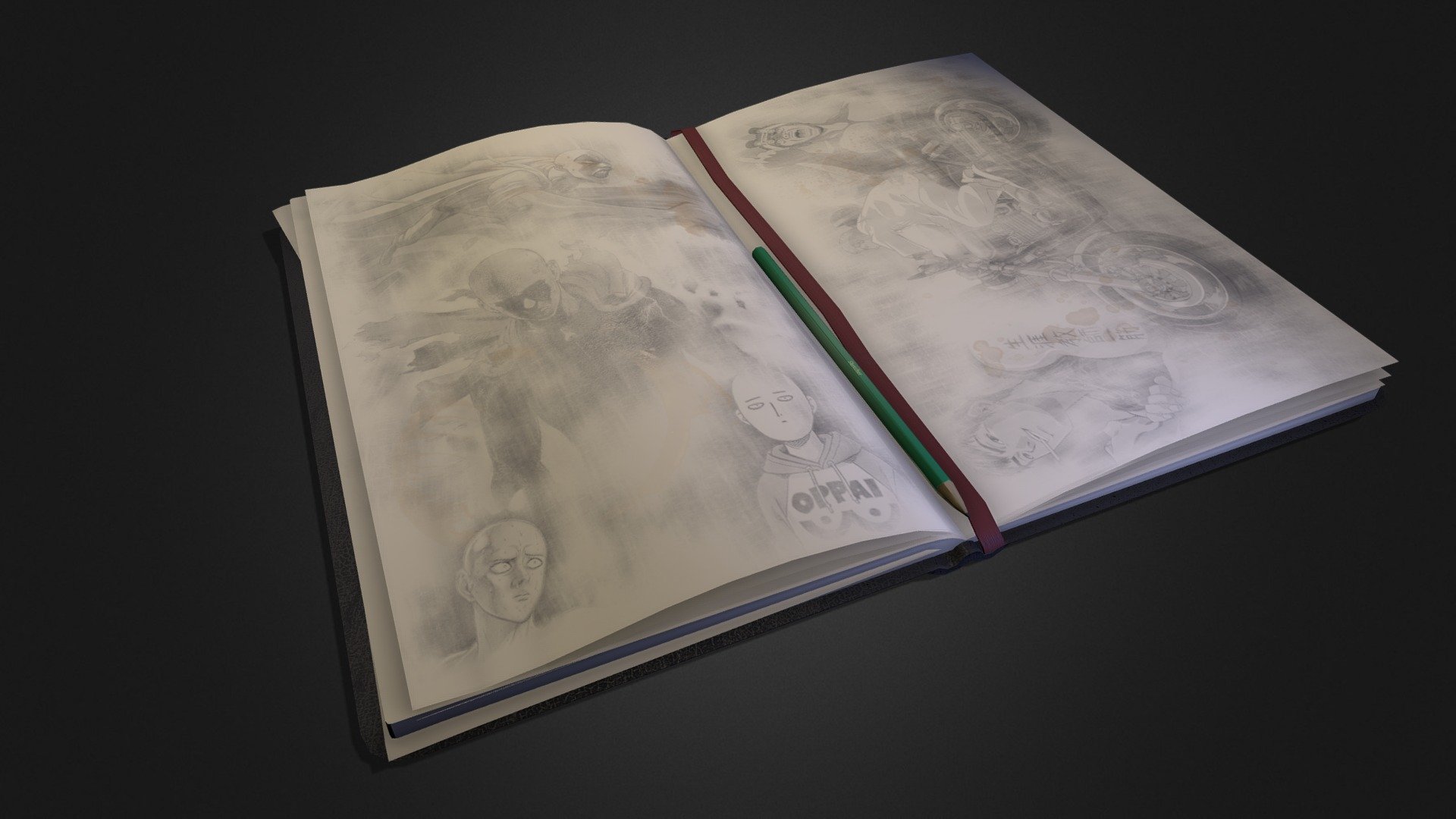 Sketch Book and pencil. 
First asset.
Like if you download. Thx =) - HW#10 Simple asset; DP:3; My sketchbook - Download Free 3D model by Choopa 3d model