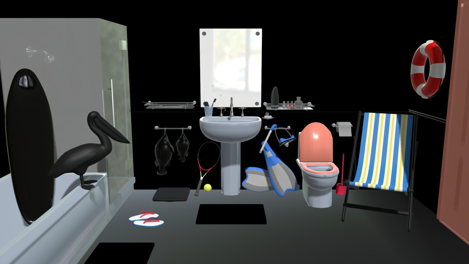 The model is made for an IQ test of primary school kids.
Find 13 differences between the two bathrooms 3d model
