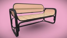 Dining Bench With Rattan Black wooden, archviz, bench, mid-century, vintage, retro, rattan, natural, furniture, scandinavian, high-poly, 50s, 60s, 70s, dining, highresolution, high-resolution, living-room, highquality, furnituredesign, livingroom, industrial, living-room-furniture, scandinavian-style, shabby-chic, vienna-straw, themasie, canned-rattan, rubberwood, urban-outfitters, dining-bench
