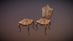Dining Chair victorian, stool, b3d, furniture, dining, substance, blender, gameart, chair, substance-painter