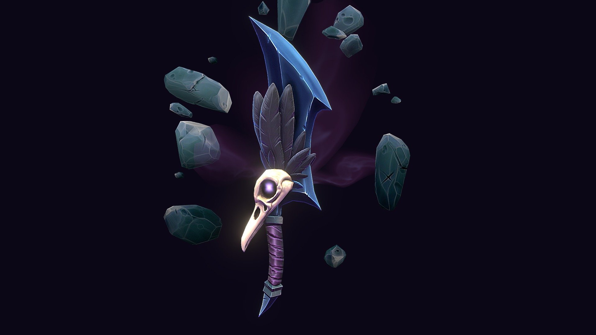 Hi everyone! New stylized asset game-ready. Modeled in Blender and texture in Substance. #b3d - Raven Dagger - Asset Weapon - 3D model by amunozs (@adrian.sierra92) 3d model