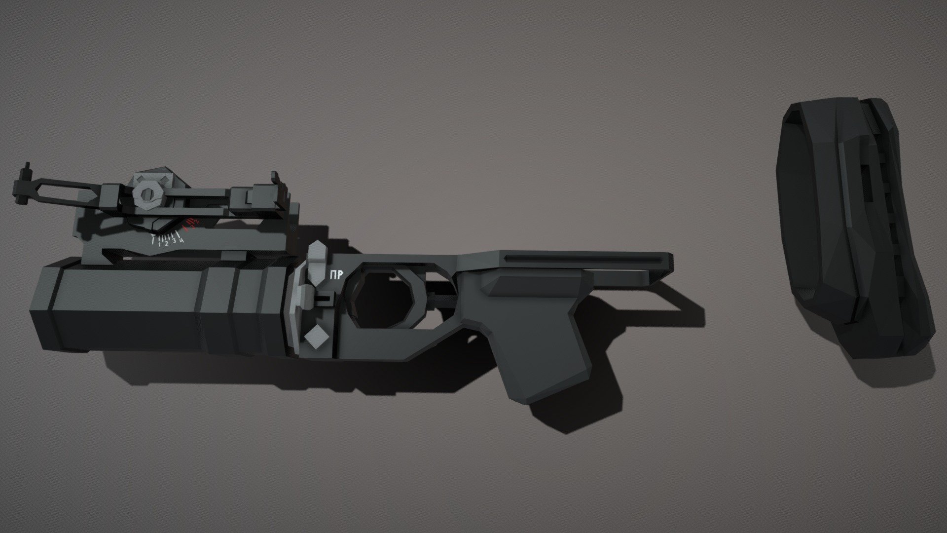 Low-Poly model of the GP-25 grenade launcher, made to attach onto the underside of the barrel of pretty much any standard AK rifle.

includes a buttpad for attaching onto the stock of host rifle, reduces felt recoil of the grenade launcher in particular, but also the rifle itself 3d model