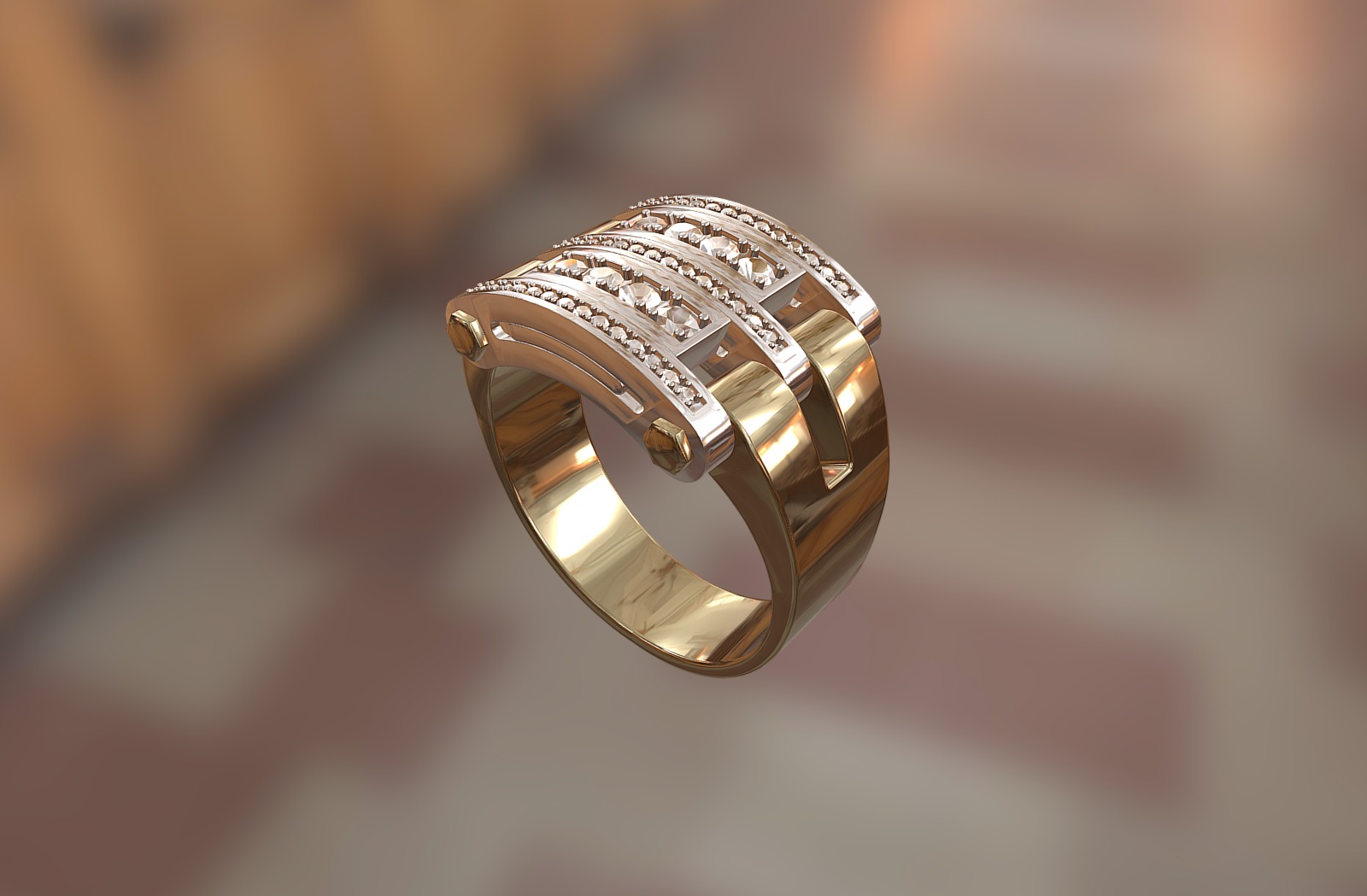 Jewelry - Ring with moving middle parts - 524 - Ring with moving middle parts - 3D model by Lizardsking 3d model