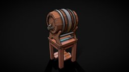 Water Barrel prop, outline, gamemesh, asset, lowpoly, stylized, gameready