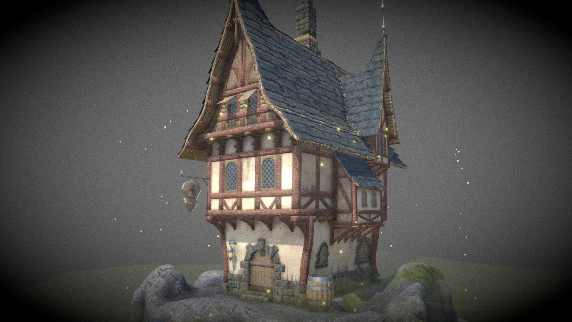 Artstation link for renders   Practice work for learning a new workflow involving sculpting and baking details from The Cliff Tower Fantasy Course. Wood and cliff texture used are from there.  Concept art  Cliff Tower Fantasy Course - The Cliff Tavern - Download Free 3D model by Matija Švaco (@svacomatija) 3d model