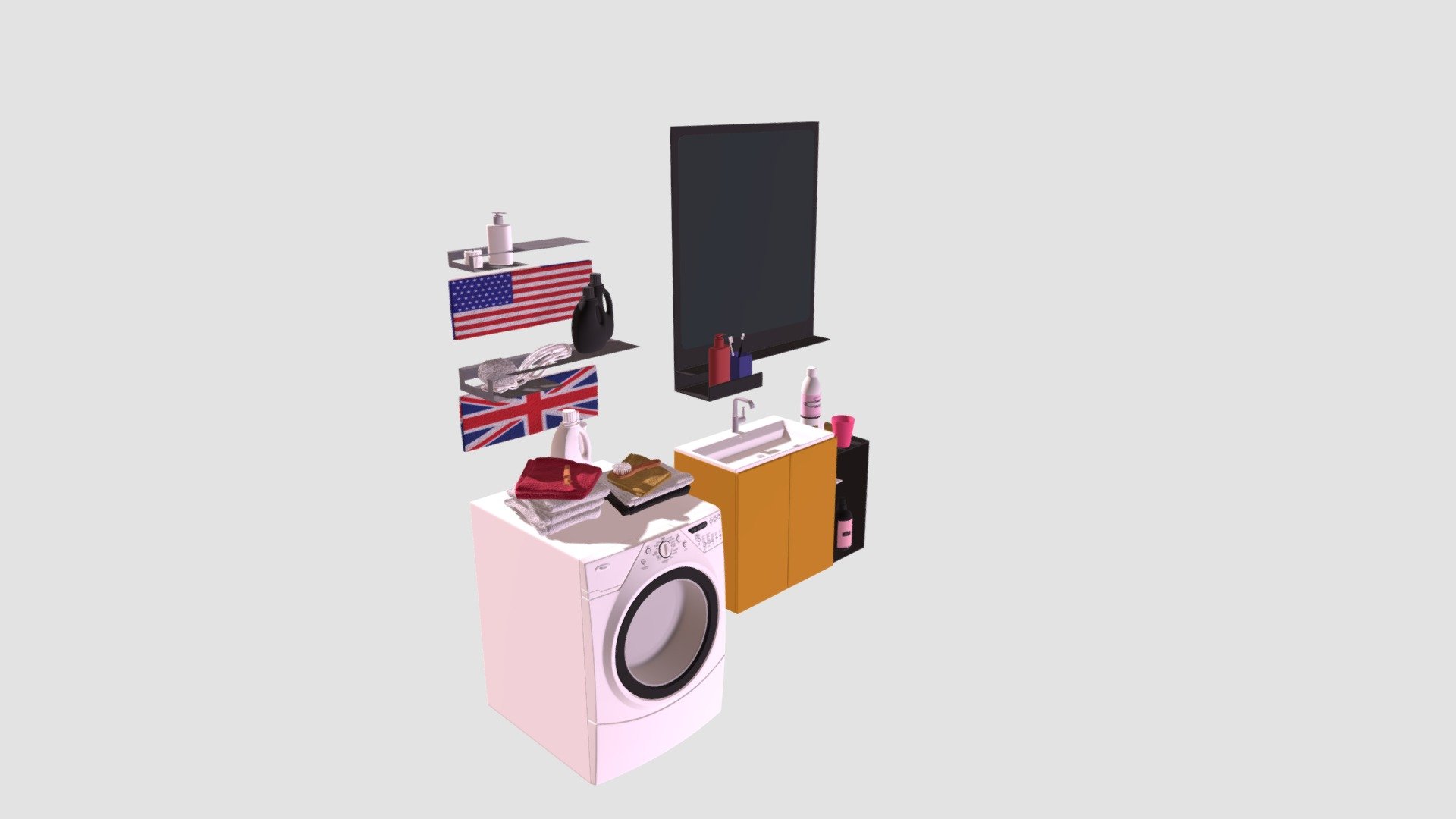Highly detailed 3d models of bathroom furniture with all textures, shaders and materials. It is ready to use, just put it into your scene. Scene is not included 3d model