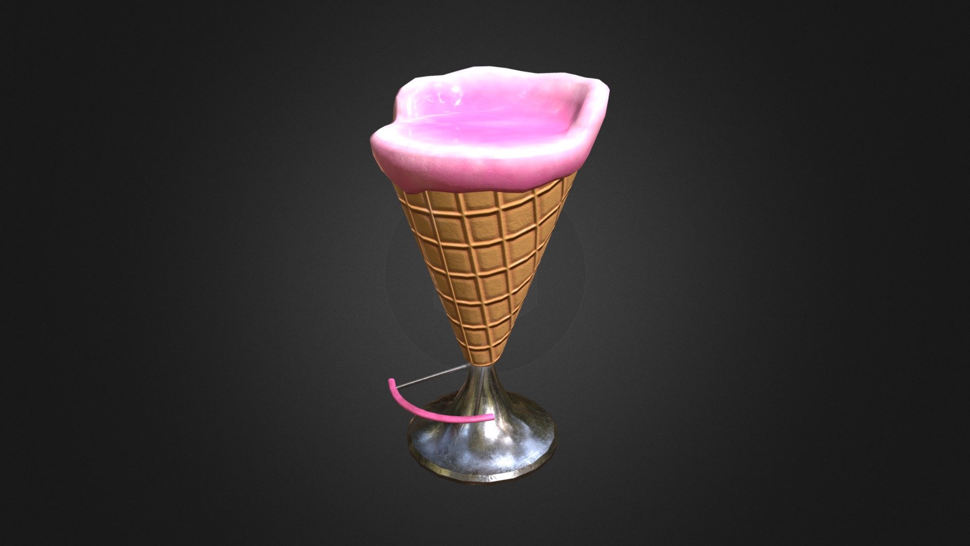 this asset was made for a school project. The game «Don't spread it» takes place in a mall during a pandemic were the player attempts to avoid spreading and contracting an illness - Ice cream seat - 3D model by Gabrielle.Renaud 3d model