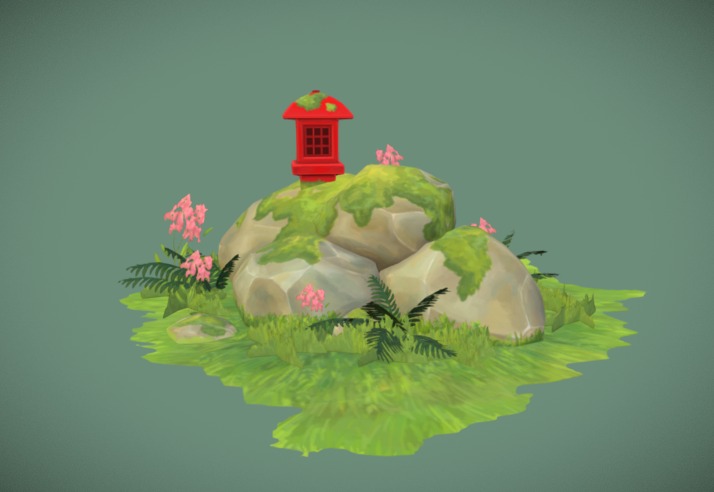 Hand painted scene made for the rocky places challenge 3d model