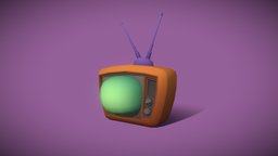 game ready low poly old tv cartoon style model