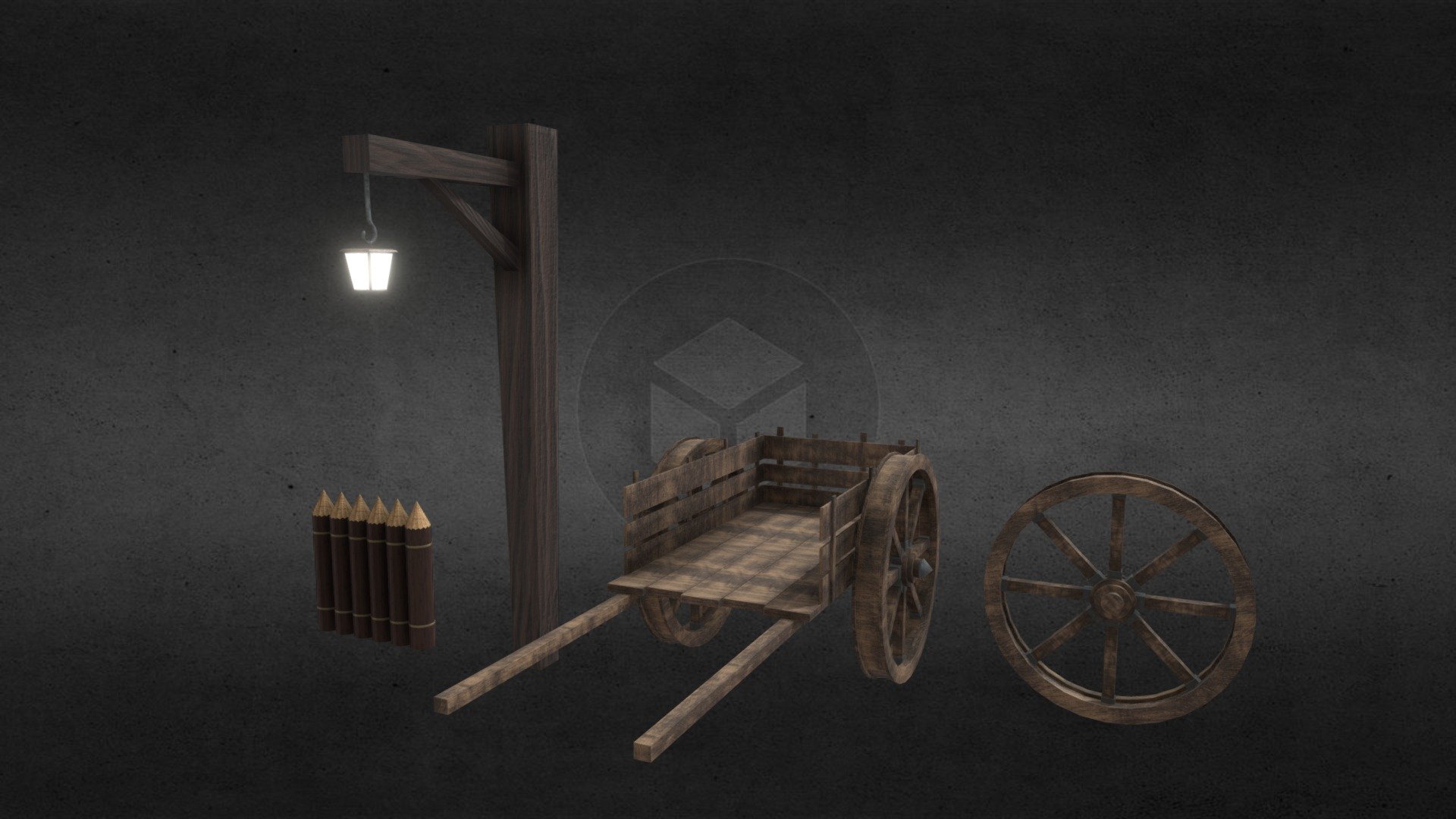 Medieval Wooden Props from the game Duellum Medieval Wars - Medieval Wooden Props 2 - Buy Royalty Free 3D model by LucasPresoto 3d model