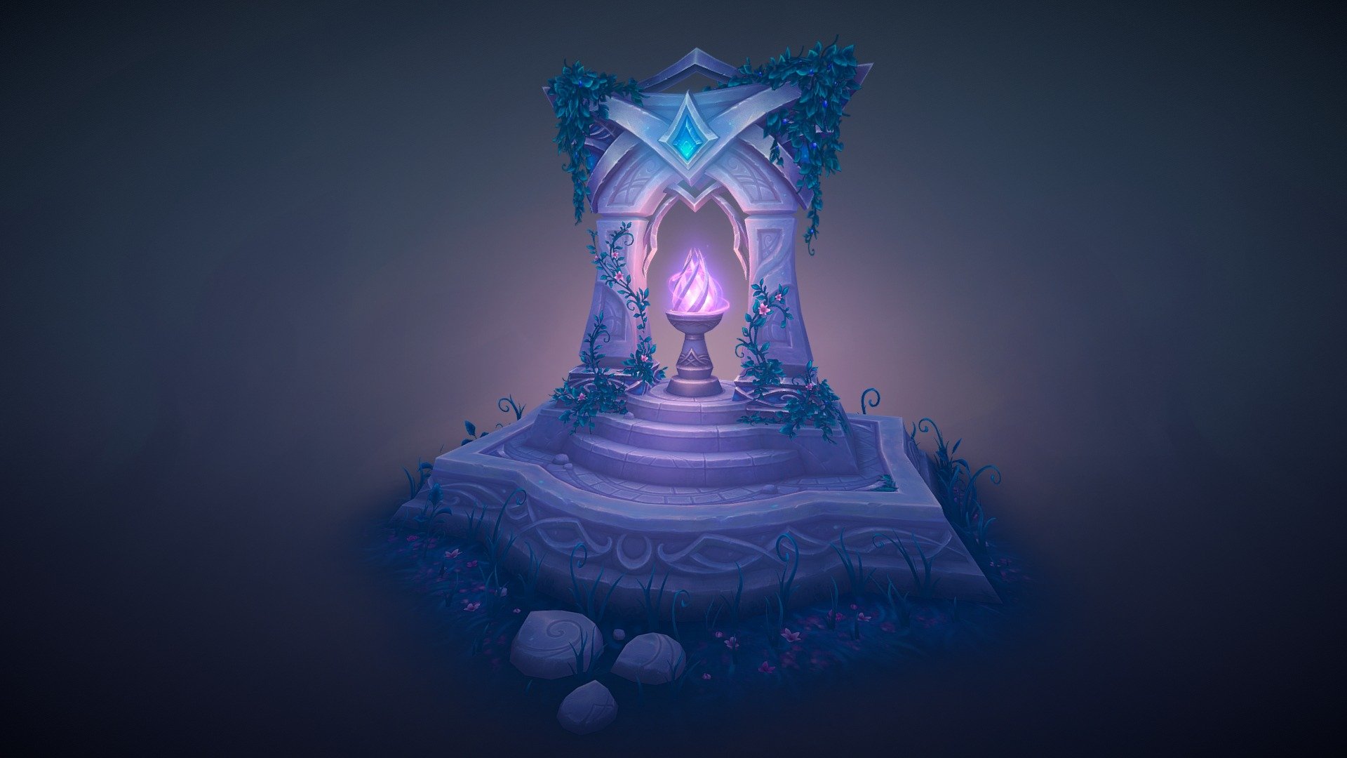 These last couple of months I’ve been doing the Brushforge “Aeon Core” mentorship with the all amazing Jordan Powers.
Suramar is hands-down my favourite location in WoW, so it was even more exciting to find out this was a zone that Jordan worked on too!
Thank you so much for everything you’ve taught me, Jordan, and most especially for all the nitpicking!! :D - Suramar Shrine - 3D model by Jessica Murphy (@jess.m) 3d model