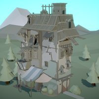 Ramshackle House low, poly, house