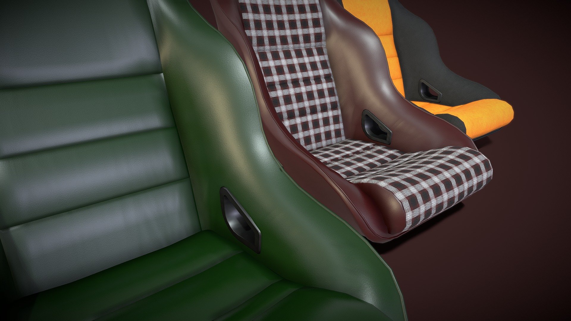 The BF Rally ST sport seats I made for the Backdate and 911SC models. You can of course use it universally where you want. The texture sets are in leather, tartan and microfiber variants.
Midpoly, PBR, short animation to show the simple headrest rig 3d model