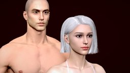 Caucasian Realistic man woman GameAssets
