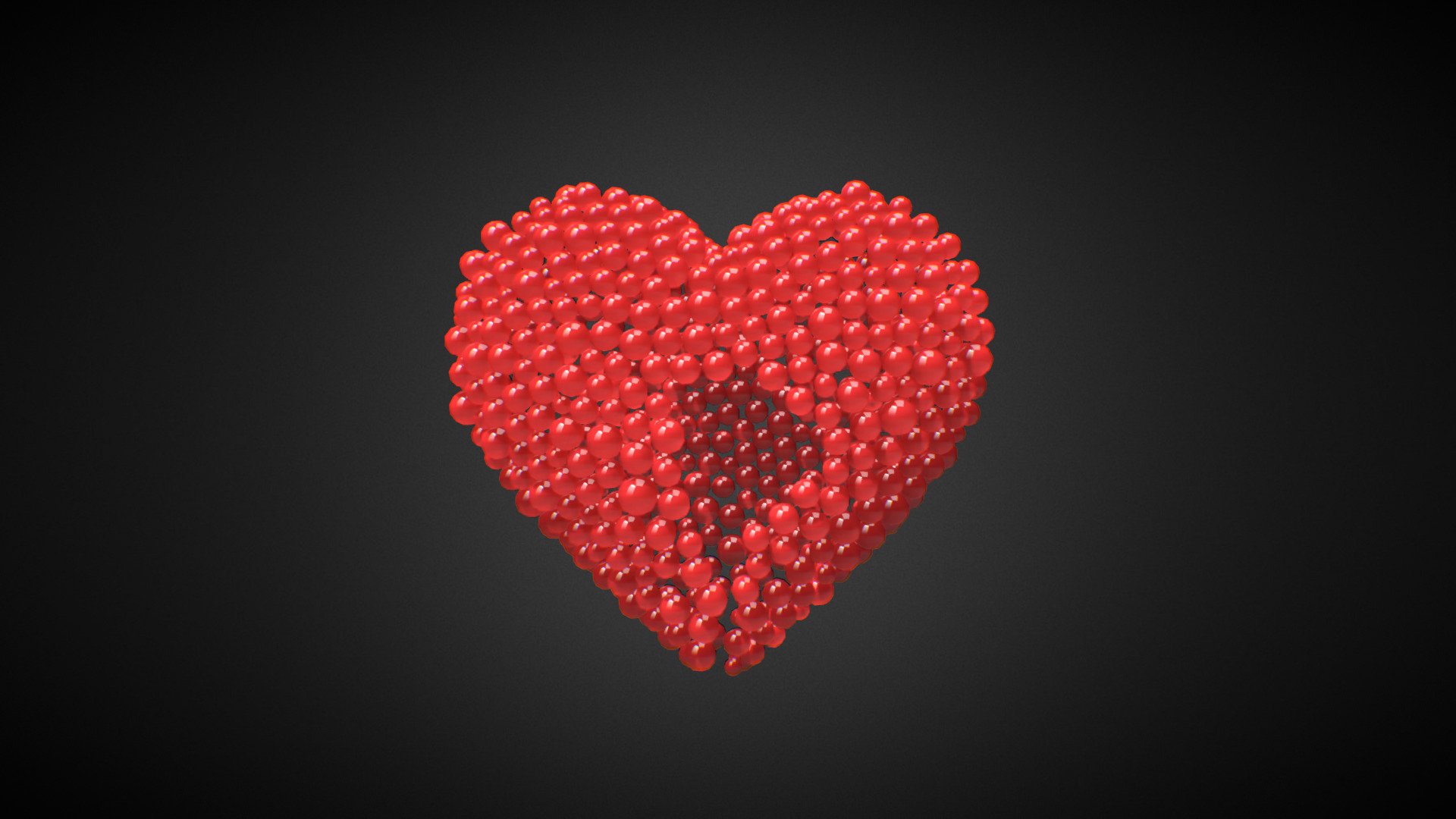 Animated spheres forming beating heart shape made in Houdini. Stored as keyframed transforms via fbx.
Suitable for rendering 3d model