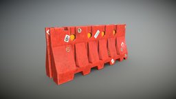 Plastic barrier with stickers range, vr, barrier, shooting, substancepainter, suibstance