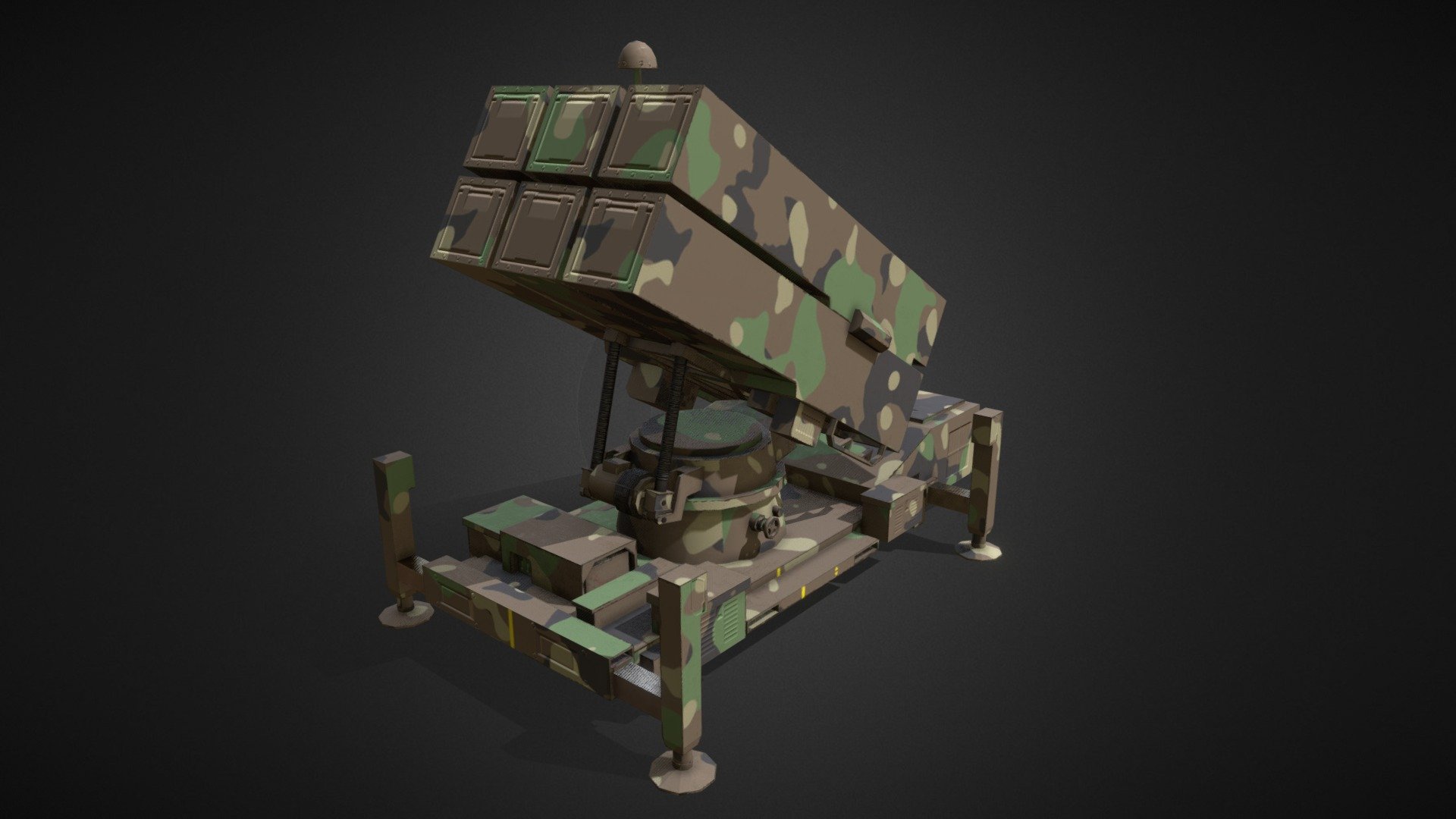 Low Poly Model Suitable For Games.
NASAMS is a distributed and networked short- to medium-range ground-based air defense system developed by Kongsberg Defence &amp; Aerospace and Raytheon 3d model