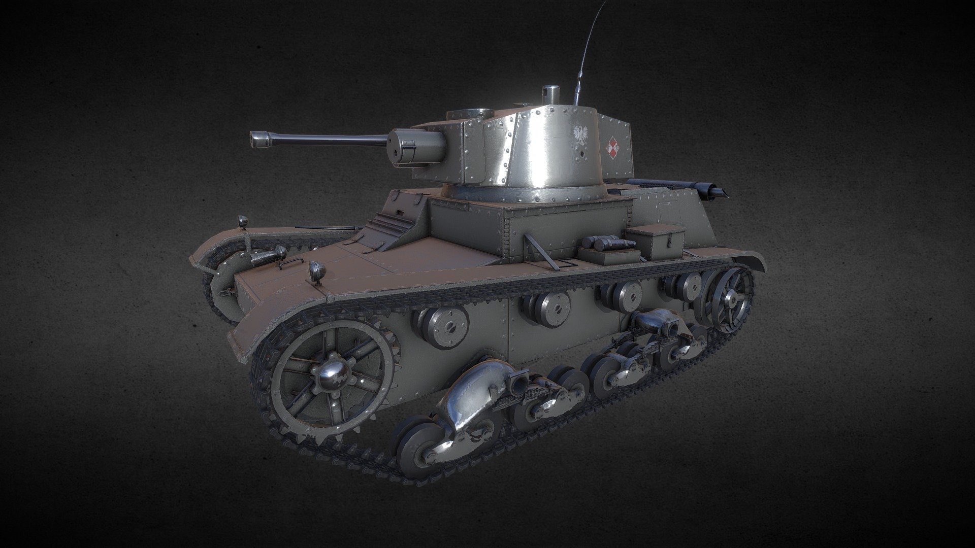 7TP Light Tank - 3D model by Torkez 3d model