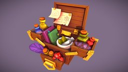 Alchemist Trunk prop, alchemist, box, alchemy, props-assets, handpainted, alchemist-kit