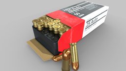 .25 Ammo box bullets, cartridge, 25, ammunition, ammobox, pbr-game-ready, blender
