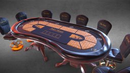 Poker table cloth, chairs, furniture, table, tournament, golden, poker, players, game, lowpoly, black