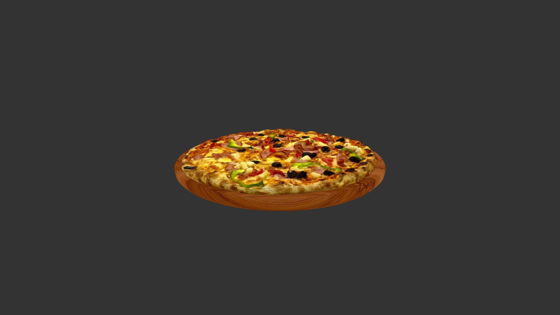 Oliv Pepper Meat Tomato Pizza - 3D model by alex.alexandrov.a 3d model
