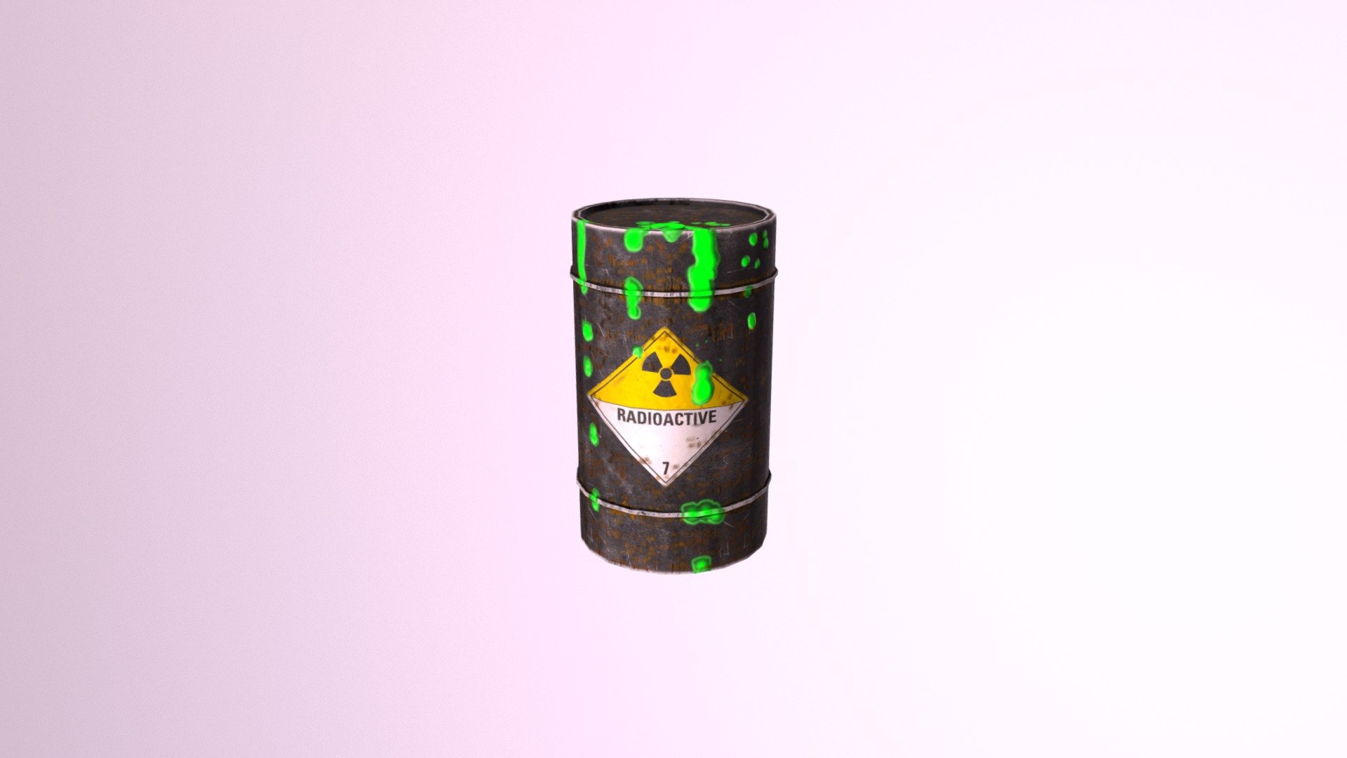 Metal Barrel with Radioactive slime pouring out - Radioactive Metal Barrel - 3D model by JaydenD 3d model