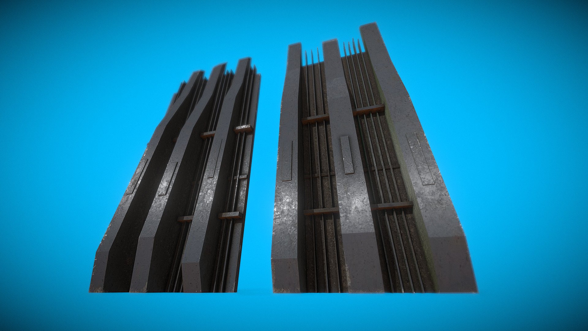 Re- textured! Half-Life 2 inspired Combine Smart Barriers Modular Blocks. FBX / PBR - 2k. 2022 3d model