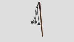Mace 3 Spiked Balls, FLAIL mace, metal, props, flail, stylize, 3d, weapons, digital, stylized, spiked-ball