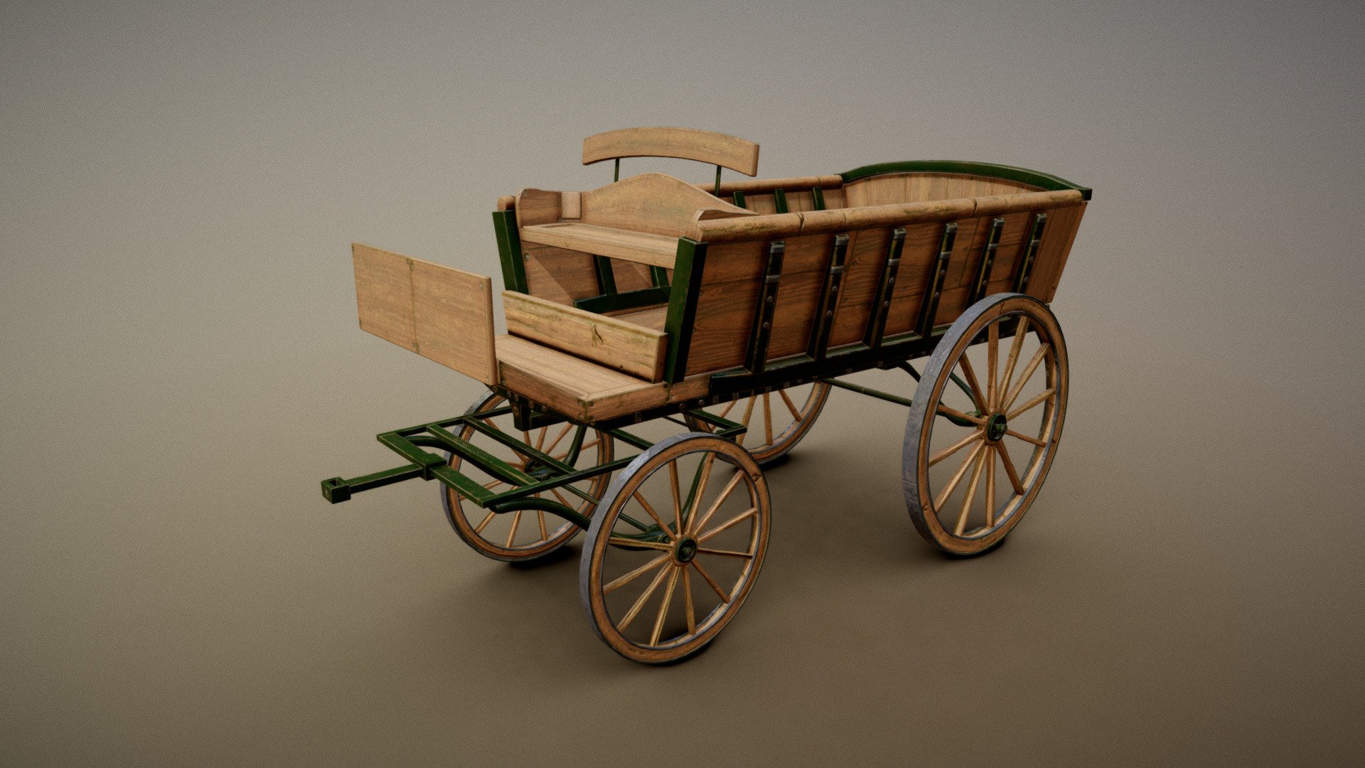 A sturdy Work Wagon from the 19th century,
Ready for game engines and ready to animate 3d model