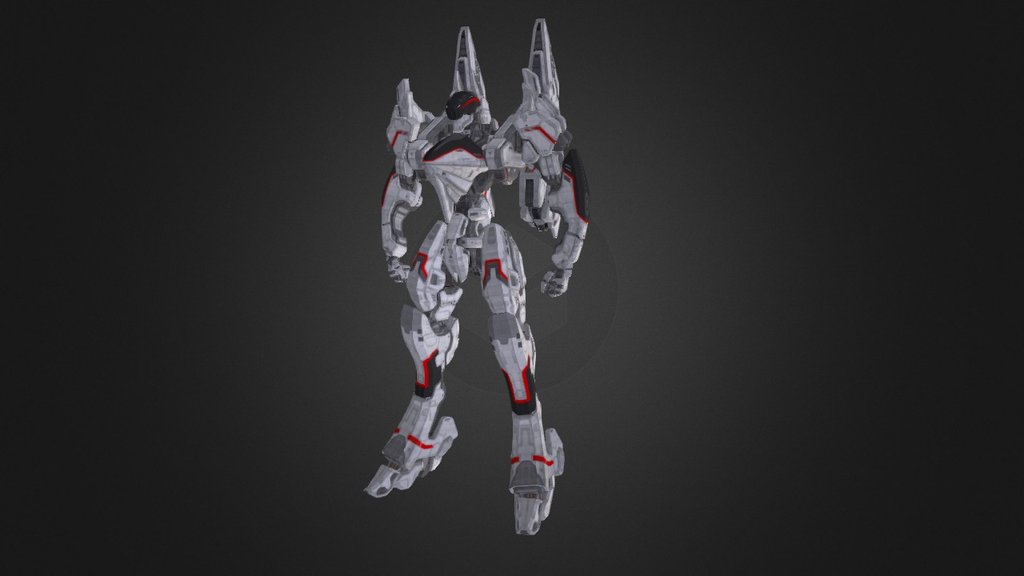 A low poly anime-inspired mecha 3d model