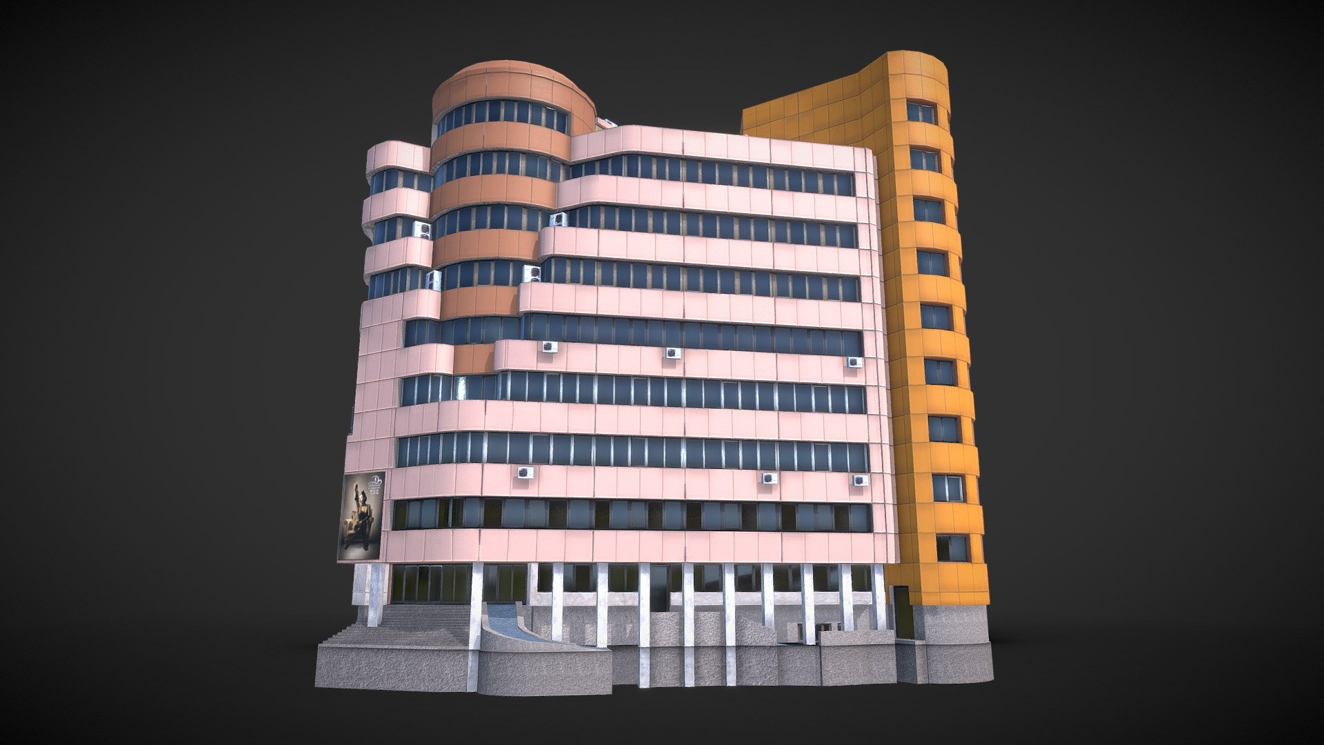 Modern Office Building for a mobile game level 3d model