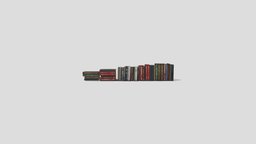 Bookshelf Books 1 assets, shelf, library, up, books, props, bookshelf, stacked, game, pbr, low, poly, house, home, decoration, piled