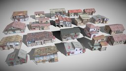 20 Slum Collection Low poly 3D model huts, favela, camp, hut, shack, slums, kitbash, slum
